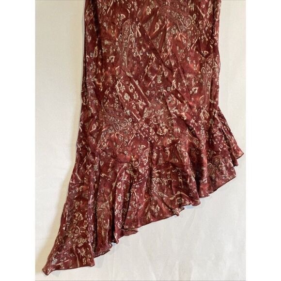 VTG Y2K City Triangles Boho Tan Dress Asymmetric Spaghetti Strap Fairycore 11 - Picture 5 of 7